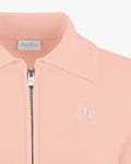 Big Collar Zip-up Cardigan - Pink