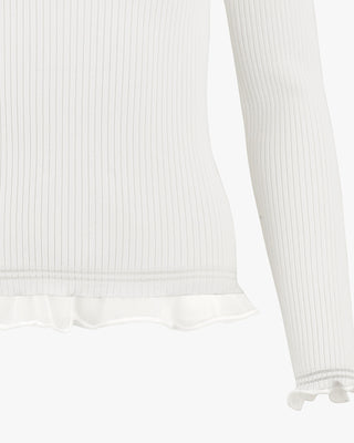 Lace Collar Liv Knit Top (White)