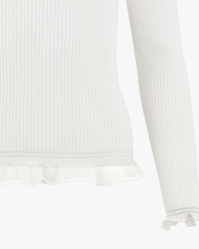 Lace Collar Liv Knit Top - White