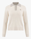 Cable Collar Pullover Sweater - Cream