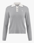 Cable Collar Pullover Sweater - Grey