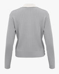 Cable Collar Pullover Sweater - Grey