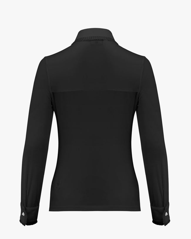 Lace Collar Windproof T-shirt -Black