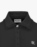 Lace Collar Windproof T-shirt -Black