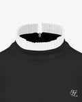 Half High-neck ruffle T-shirt - Black