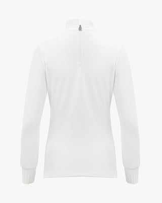 Half High Neck ruffle T Shirt (White)