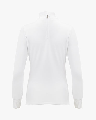 Half High-neck ruffle T-shirt - White
