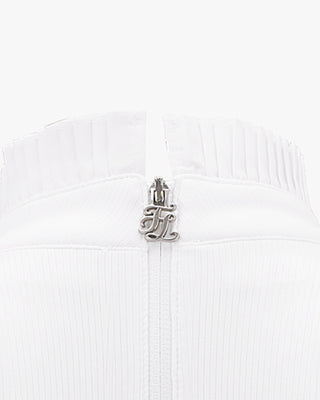 Half High Neck ruffle T Shirt (White)