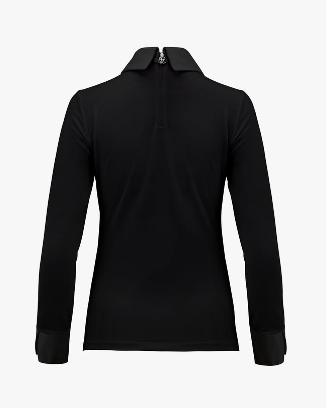 Chiffon Ribbon Collar T-shirt - Black