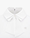 Chiffon Ribbon Collar T-shirt - White