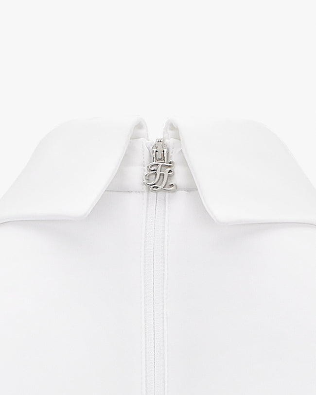 Chiffon Ribbon Collar T-shirt - White