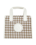 Houndstooth Square Tote Bag - Beige