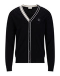 Men's V-neck Contrast Line Cardigan - Black