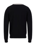 Men's V-neck Contrast Line Cardigan - Black