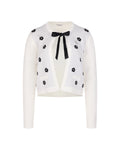 Flower Jacquard Open Ribbon Cardigan - Ivory