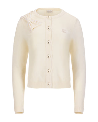 Big Ribbon Point Cardigan - Cream