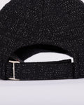 Logo Emblem Tweed Ribbon Cap - Black