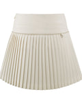 [FL Signature] Pearl & Bead Flare Pleated Skirt - Beige