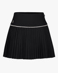 [FL Signature] Pearl & Bead Flare Pleated Skirt - Black