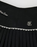 [FL Signature] Pearl & Bead Flare Pleated Skirt - Black