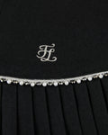 [FL Signature] Pearl & Bead Flare Pleated Skirt - Black