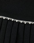 [FL Signature] Pearl & Bead Flare Pleated Skirt - Black