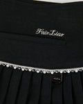 [FL Signature] Pearl & Bead Flare Pleated Skirt - Black