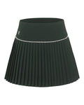 [FL Signature] Pearl & Bead Flare Pleated Skirt - Dark Green