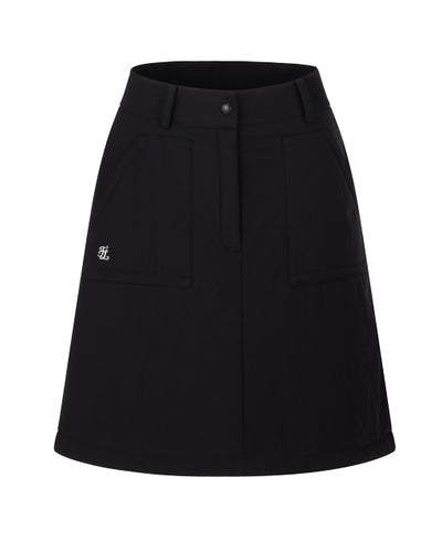 Padded flare Mid Length skirt -Black