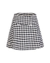 Houndstooth checkered flare skirt - Black