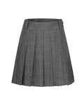 Mid Pleated Flare Checkered Skirt