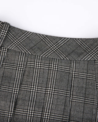 Mid Pleated Flare Checkered Skirt