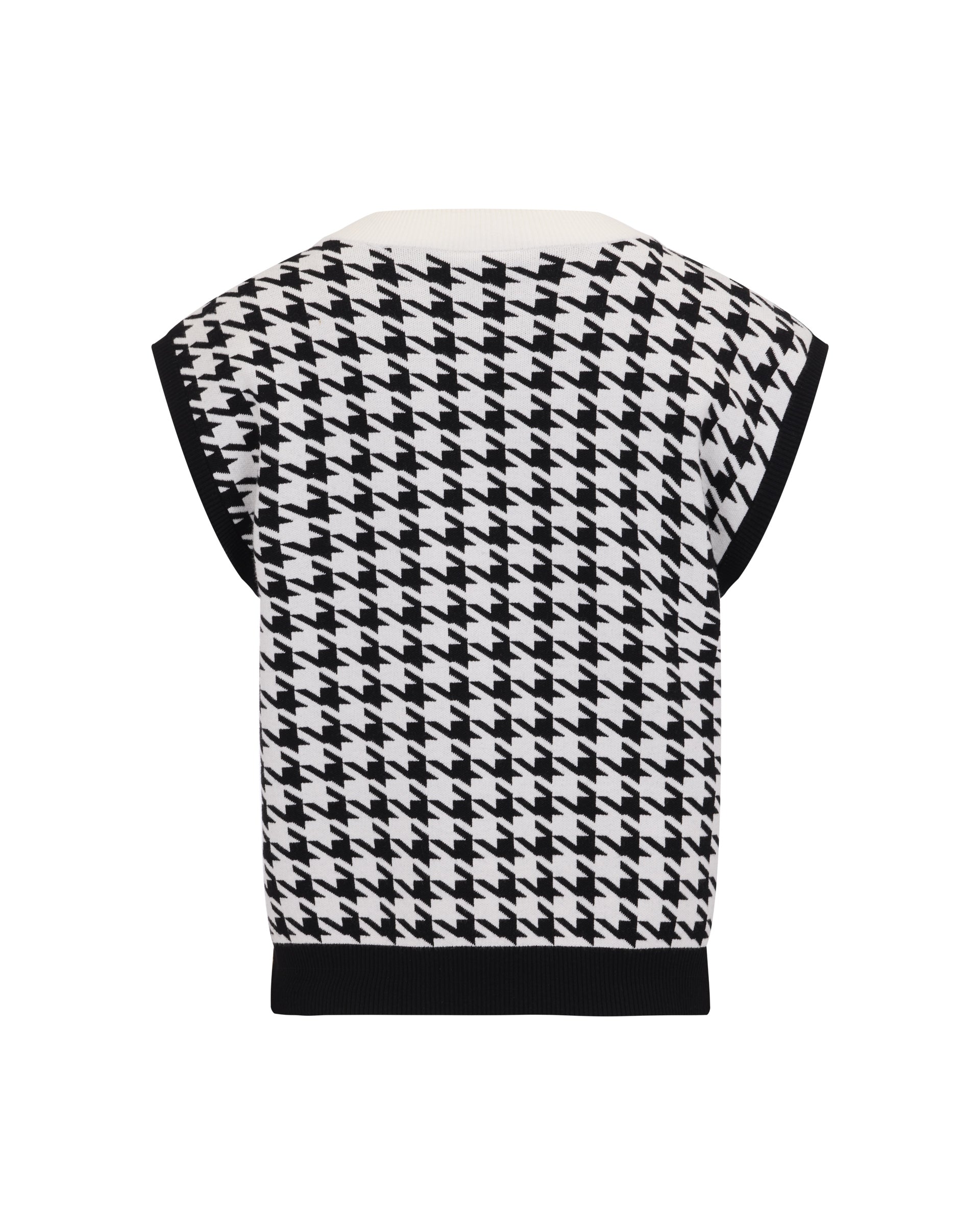 Houndstooth Checkered Knit Vest (Black) – Fairliar USA