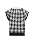 Houndstooth Checkered Knit Vest - Black