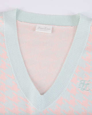 Houndstooth Checkered Knit Vest - Mint