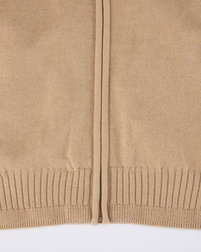 Wool zip-up windproof vest - Beige