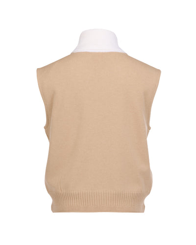 Wool zip-up windproof vest - Beige