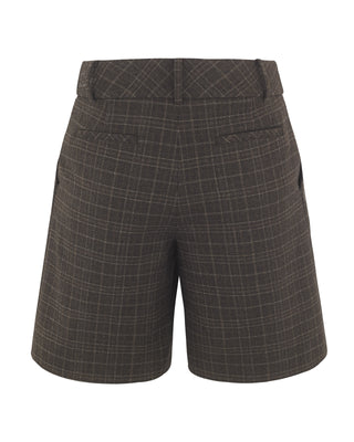 Pin Tuck Bermuda Pants - Brown