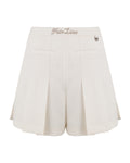 Ribbon pleated culotte pants - Ivory