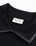 Leather Color Combination Collar Knit - Black