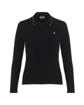 Leather Color Combination Collar Knit - Black