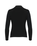 Leather Color Combination Collar Knit - Black