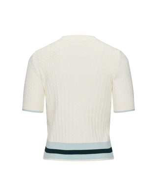 Fair Liar Ribbon Cropped Short Sleeve Knit - Ivory
