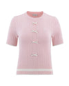 Fair Liar Ribbon Cropped Short Sleeve Knit - Pink