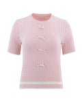 Fair Liar Ribbon Cropped Short Sleeve Knit - Pink