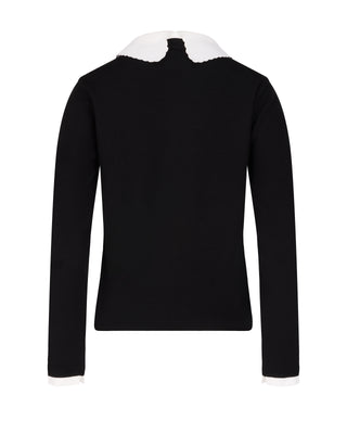 Detachable beaded lace collar knit - Black
