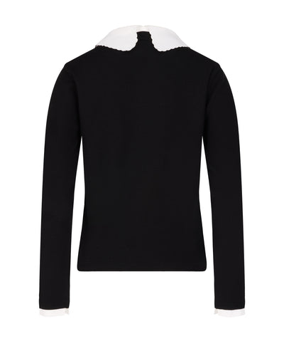 Detachable beaded lace collar knit - Black