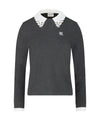 Detachable beaded lace collar knit - Charcoal gray