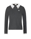 Detachable beaded lace collar knit - Charcoal gray