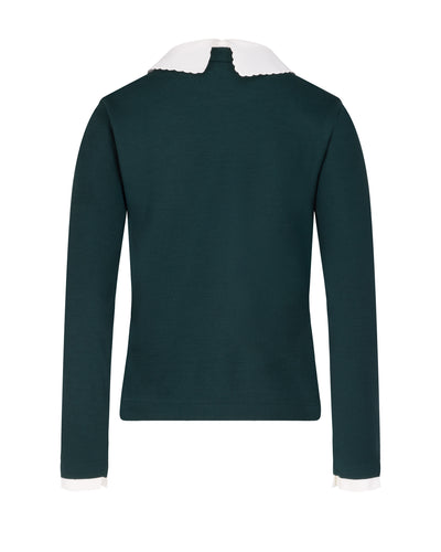 Detachable beaded lace collar knit - Dark Green